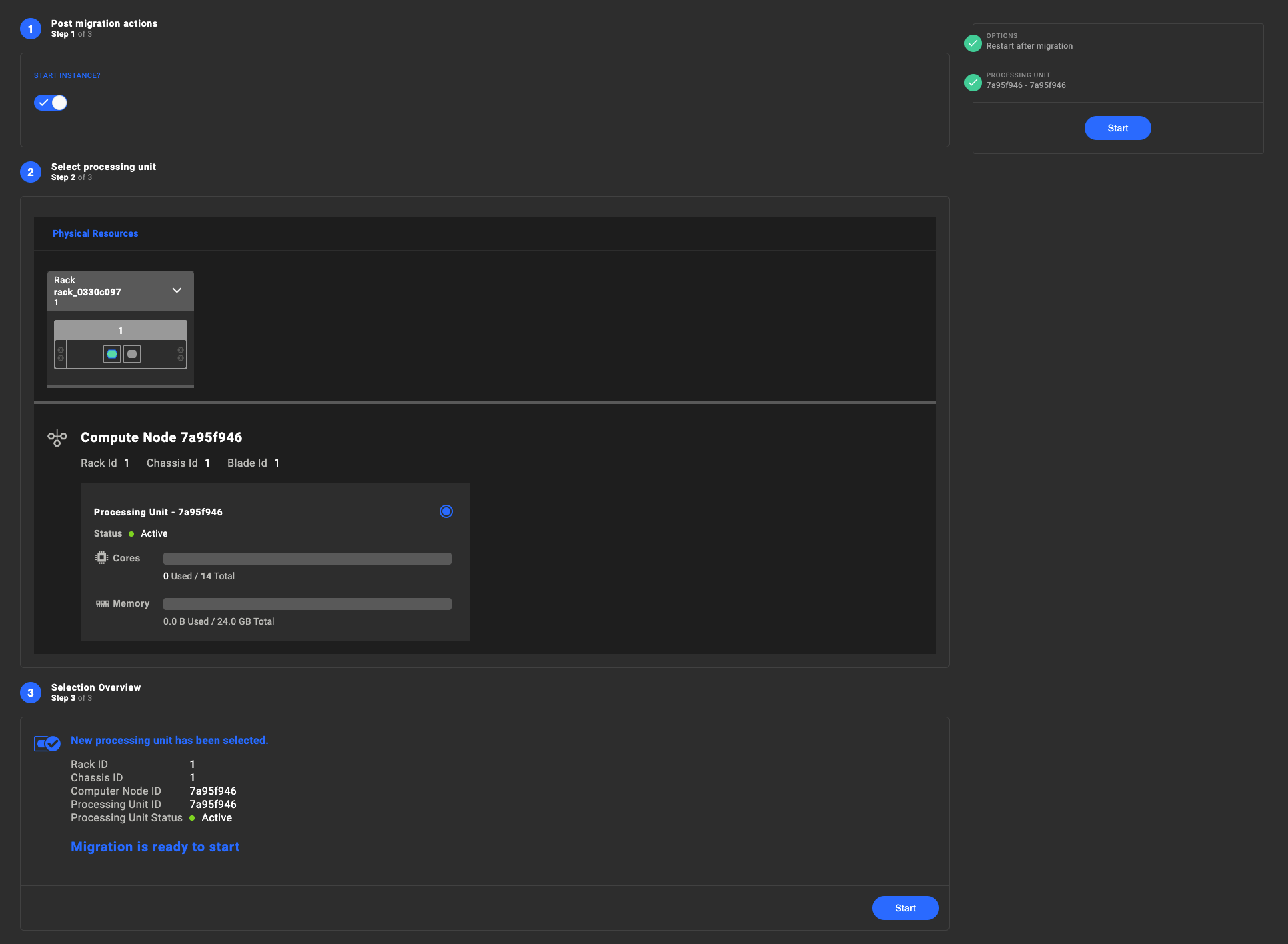 Instances available nodes to migrate to