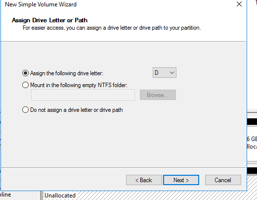 Assign drive letter