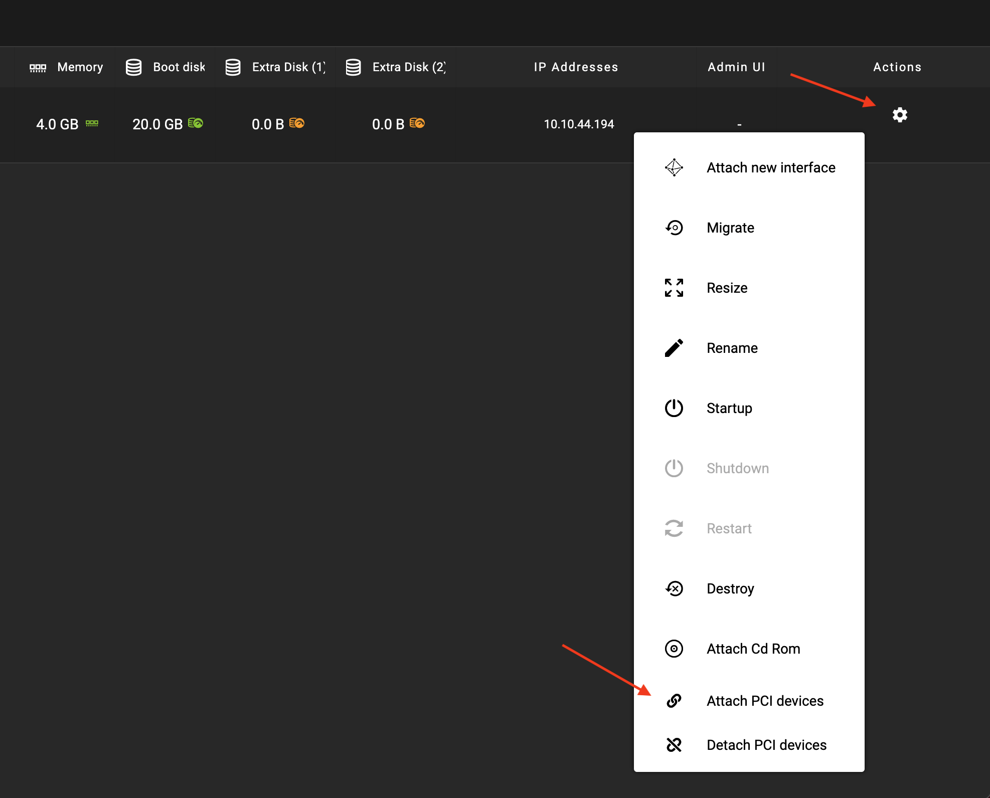 Instance actions