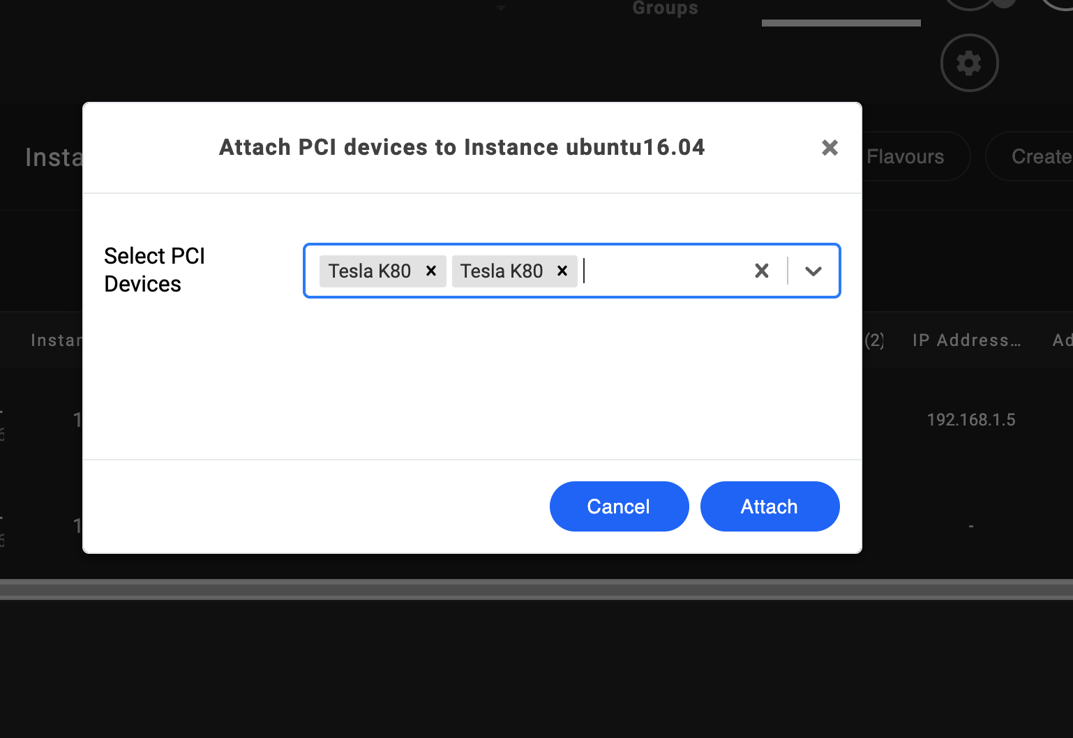 Attach multiple PCI devices screen