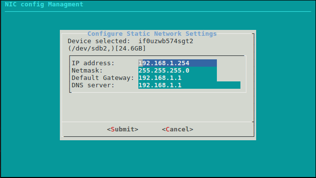 Network configuration settings