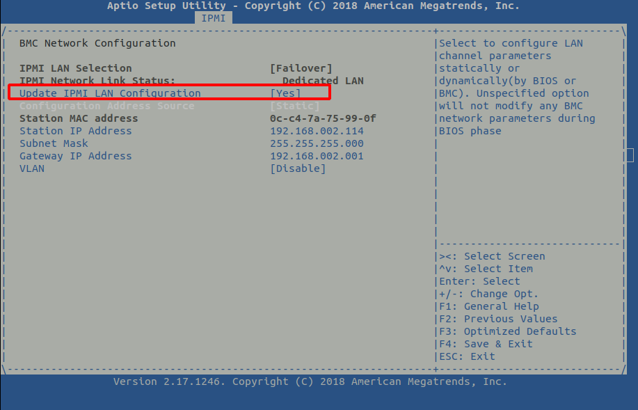 IPMI address configuration