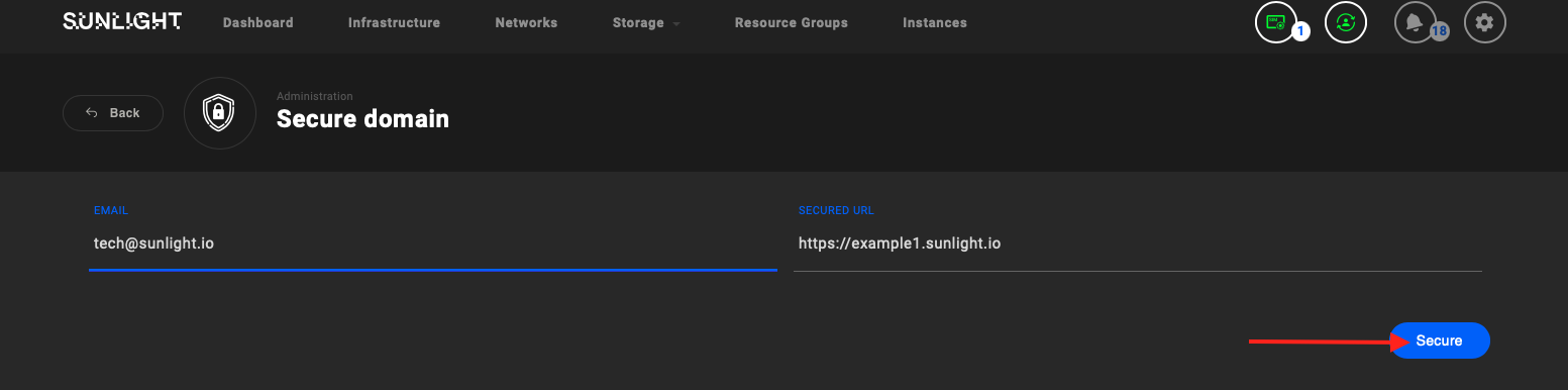 Secure domain window