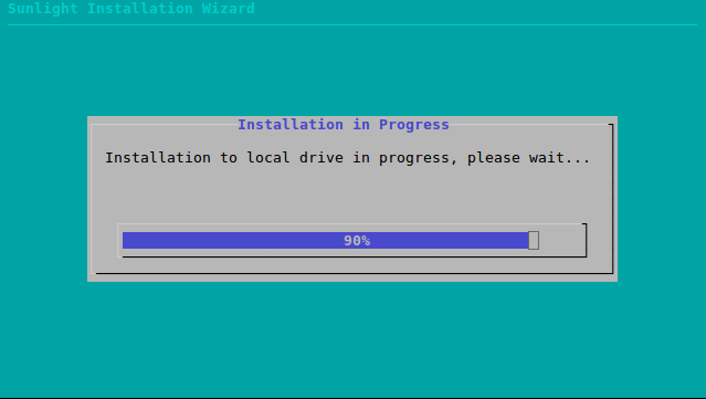 Progress of installation to local drive