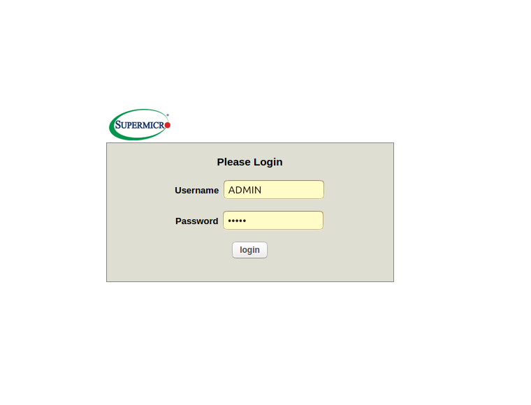 Supermicro IPMI login page