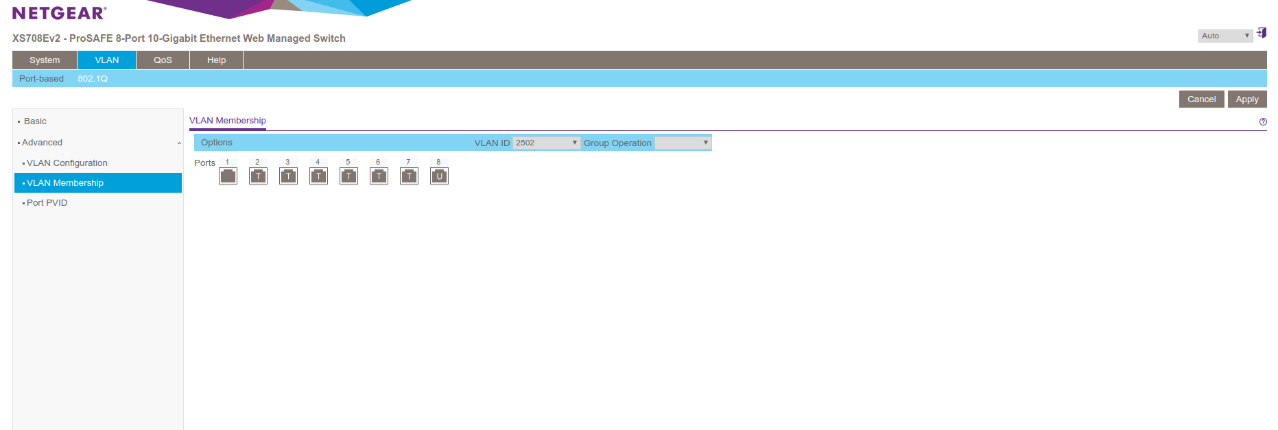 Netgear VLAN membership