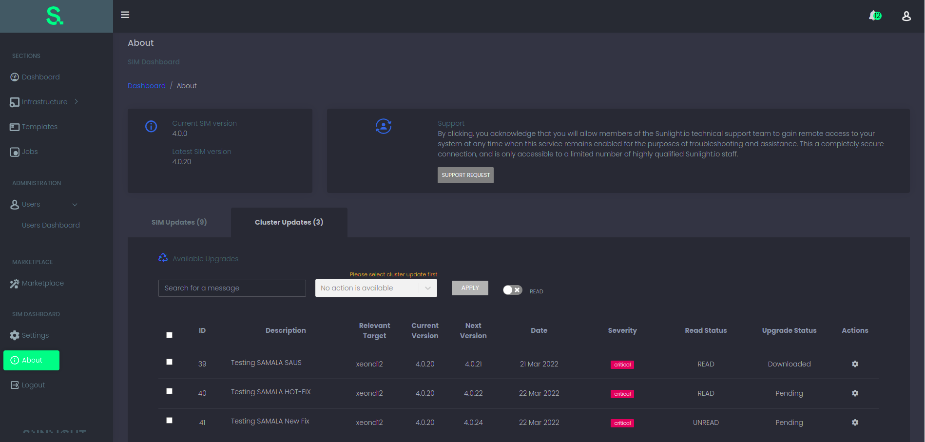 Cluster Updates