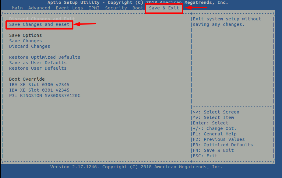 Save and Exit BIOS