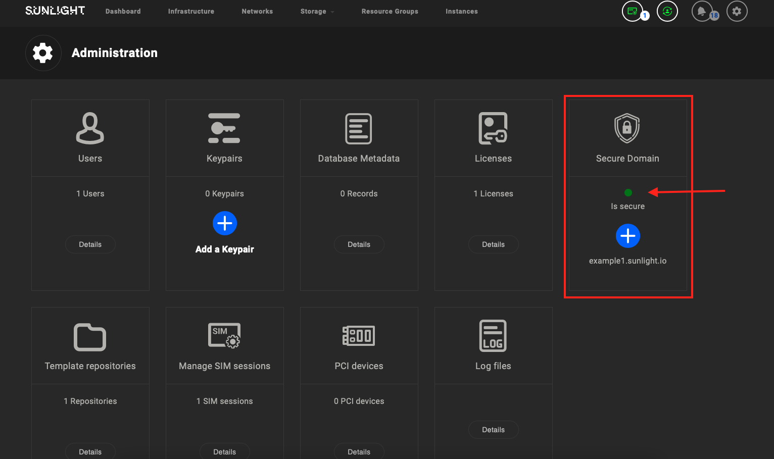 Secure domain window