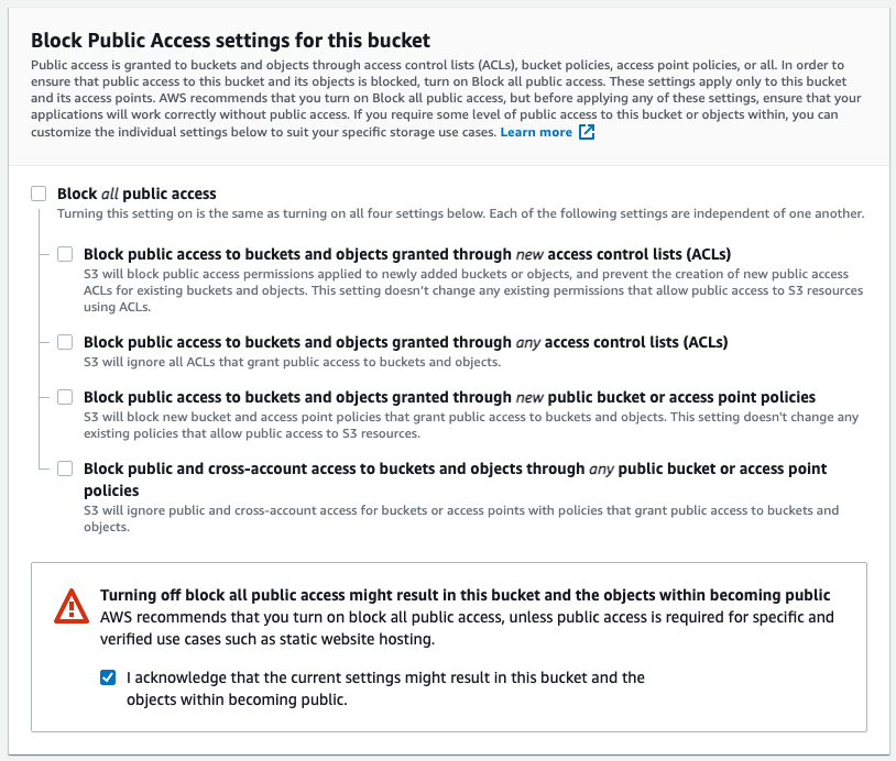 aws s3 bucket create