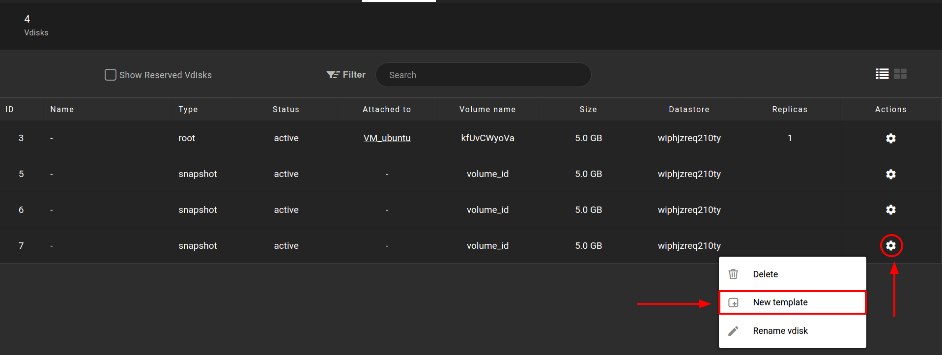 Create a template from a snapshot vDisk