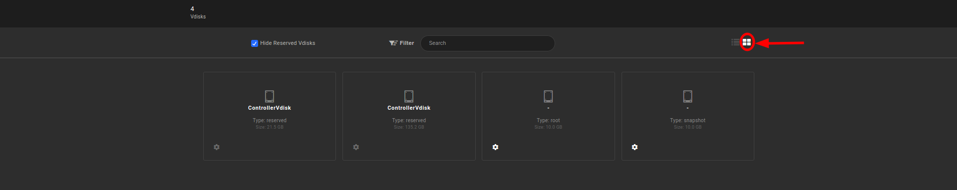 Vdisks Grid view